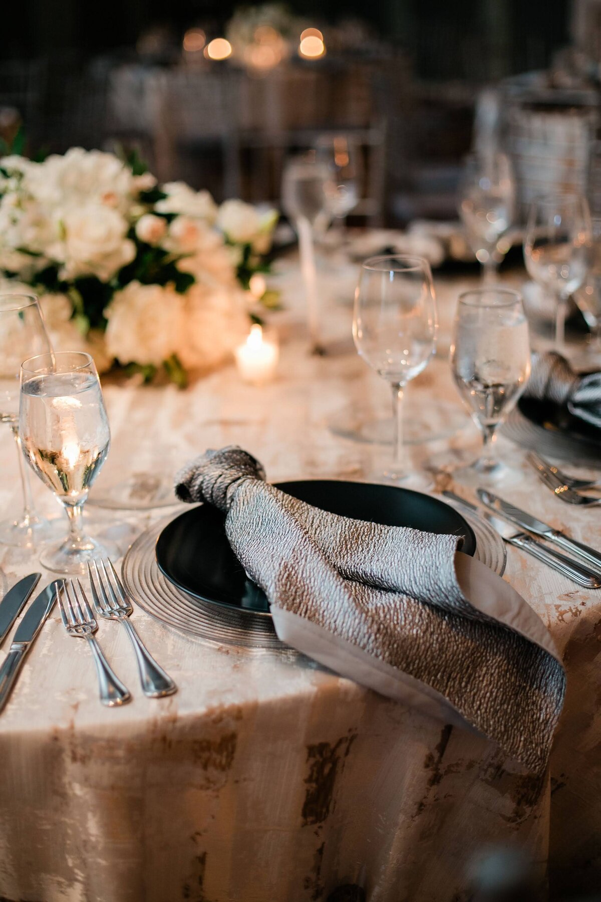 Silver napkin wedding place setting Nashville Tennessee