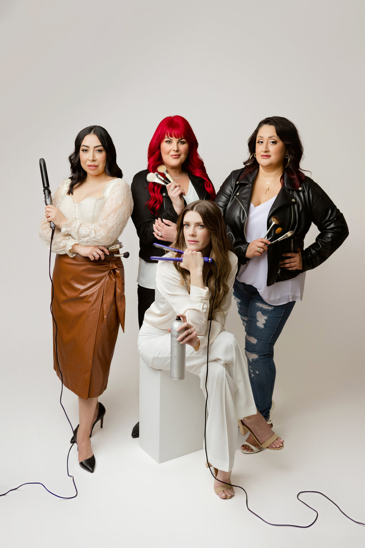 Hair and makeup team take brand portraits