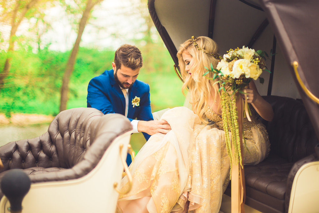 Wedding Photograph Of Groom Assisting His Bride in the Wedding Vehicle Los Angeles