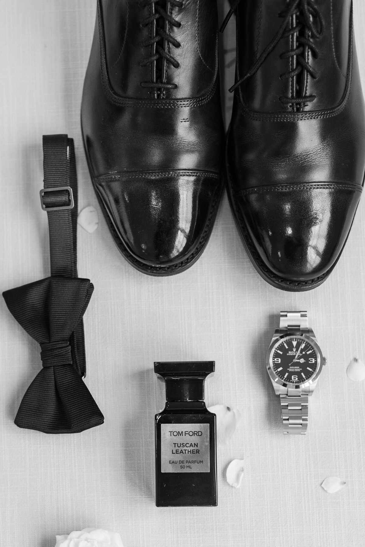 rolex bowtie tom ford cologne and groom wedding shoes