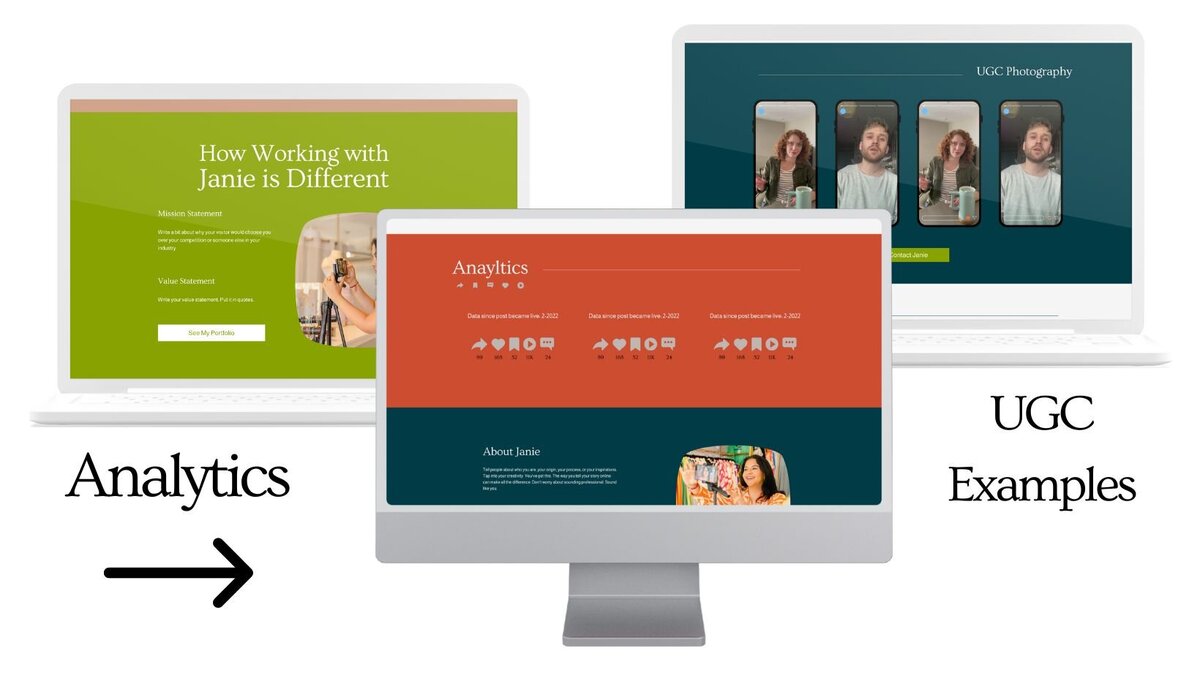 Screen shots of website template - Portfolio Gallery and Individual Project Case Studies Page