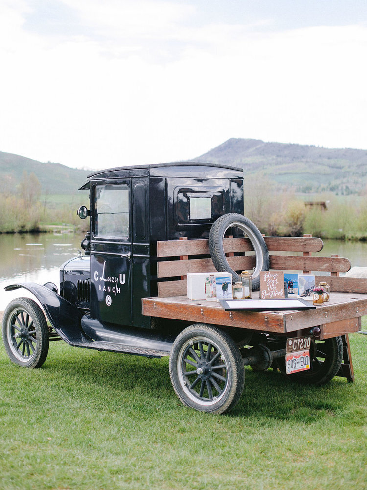 Classic Ford truck wedding gift station