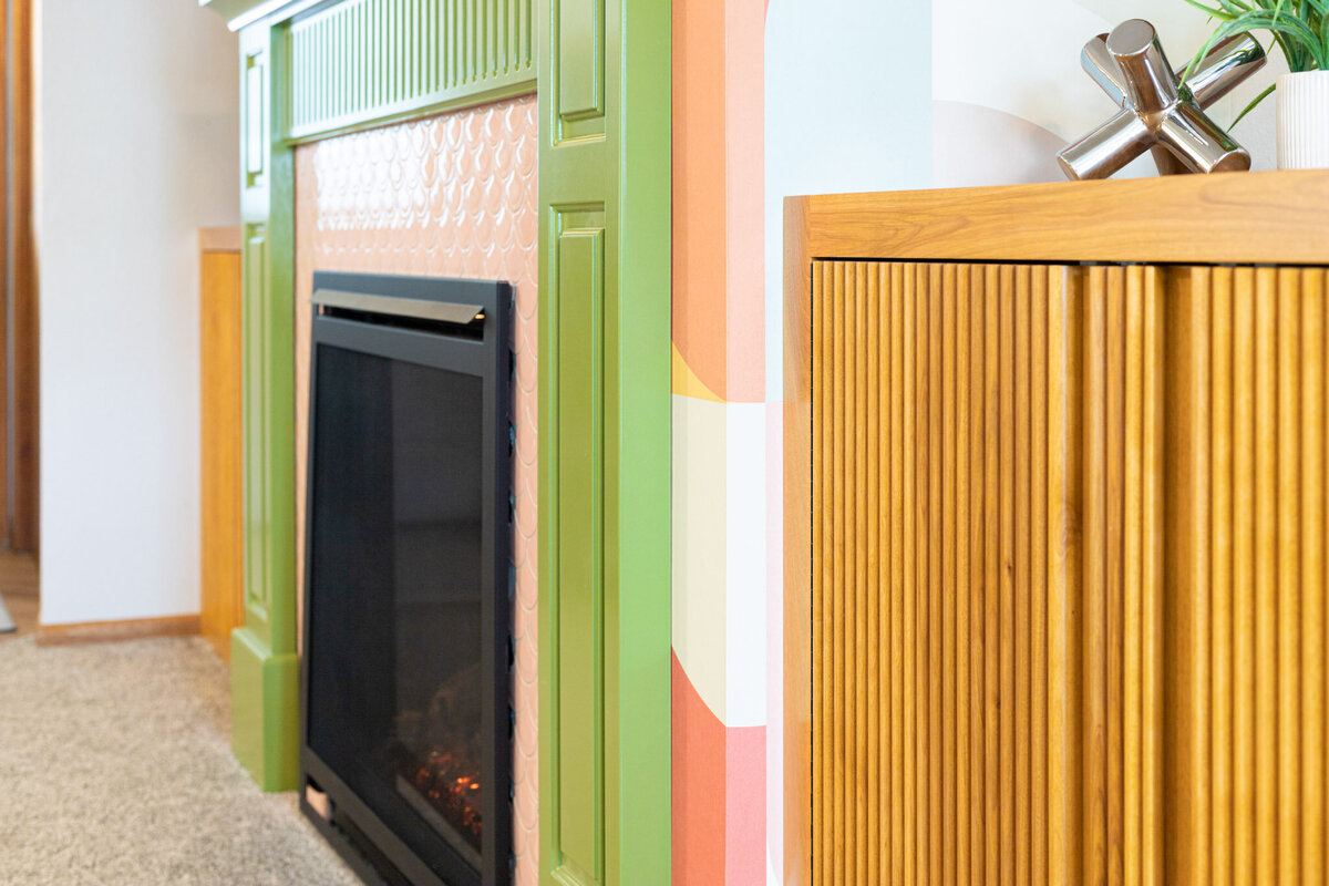 chartreuse green fireplace design