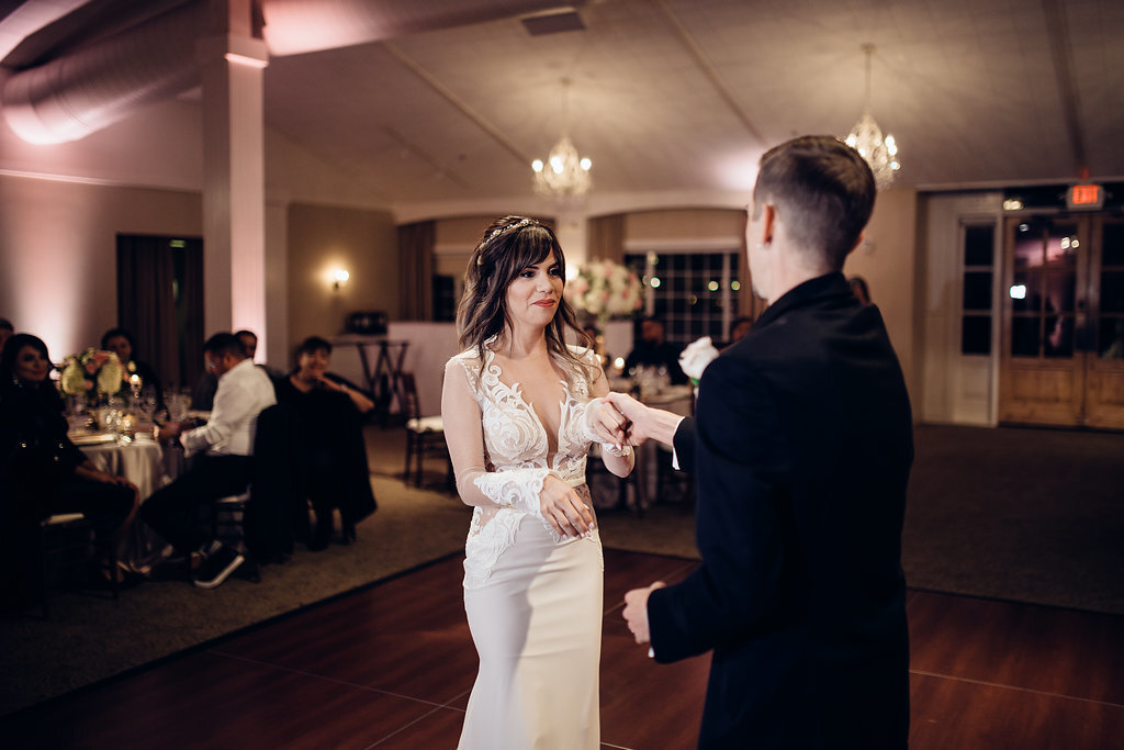 Wedding Photograph Of Bride And Groom Dancing Inside The Reception Hall Los Angeles