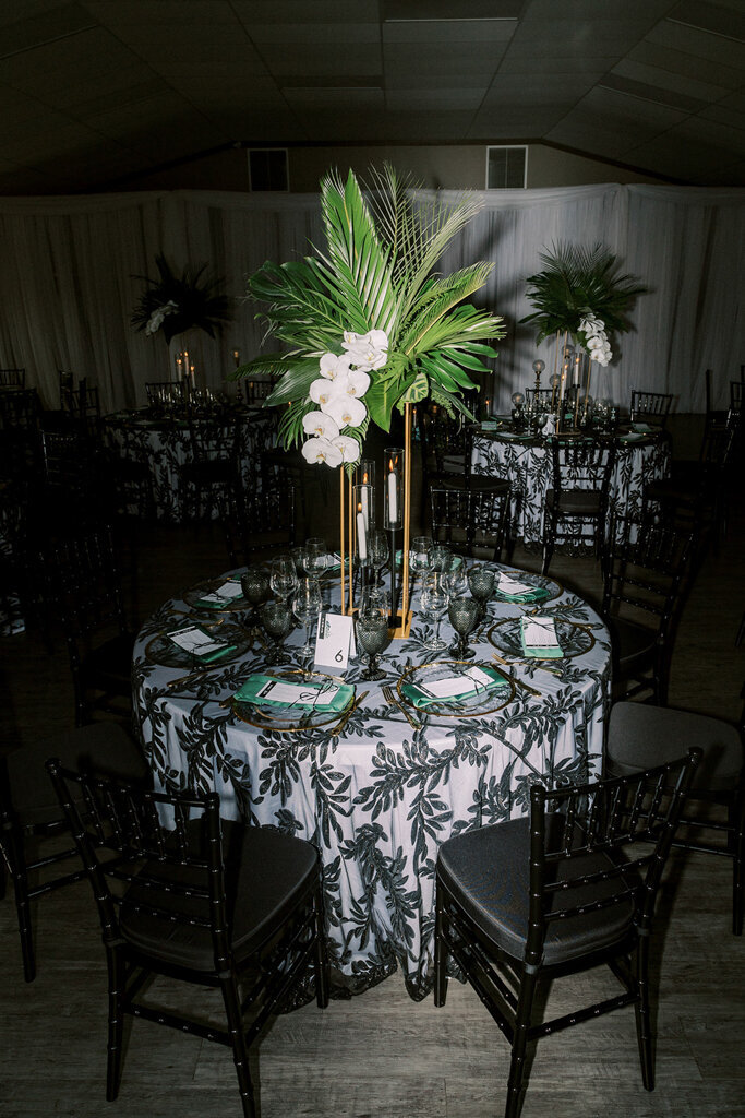 Ballroom reception at Sugar Pine Island, a romantic wedding venue in Foothills, Alberta, featured on the Brontë Bride Vendor Guide.