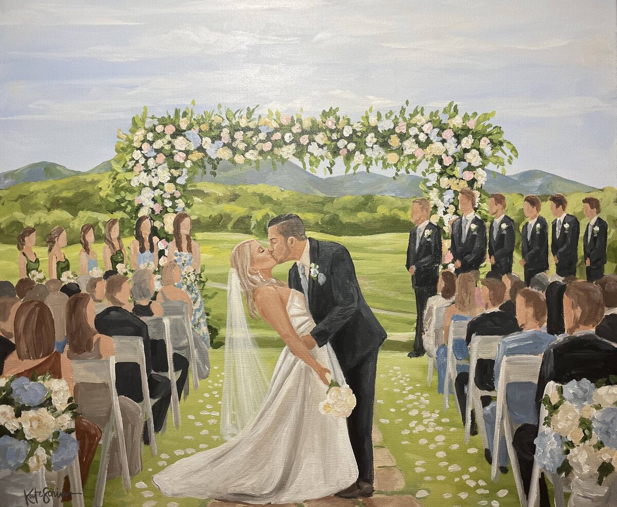 painting of bride and groom