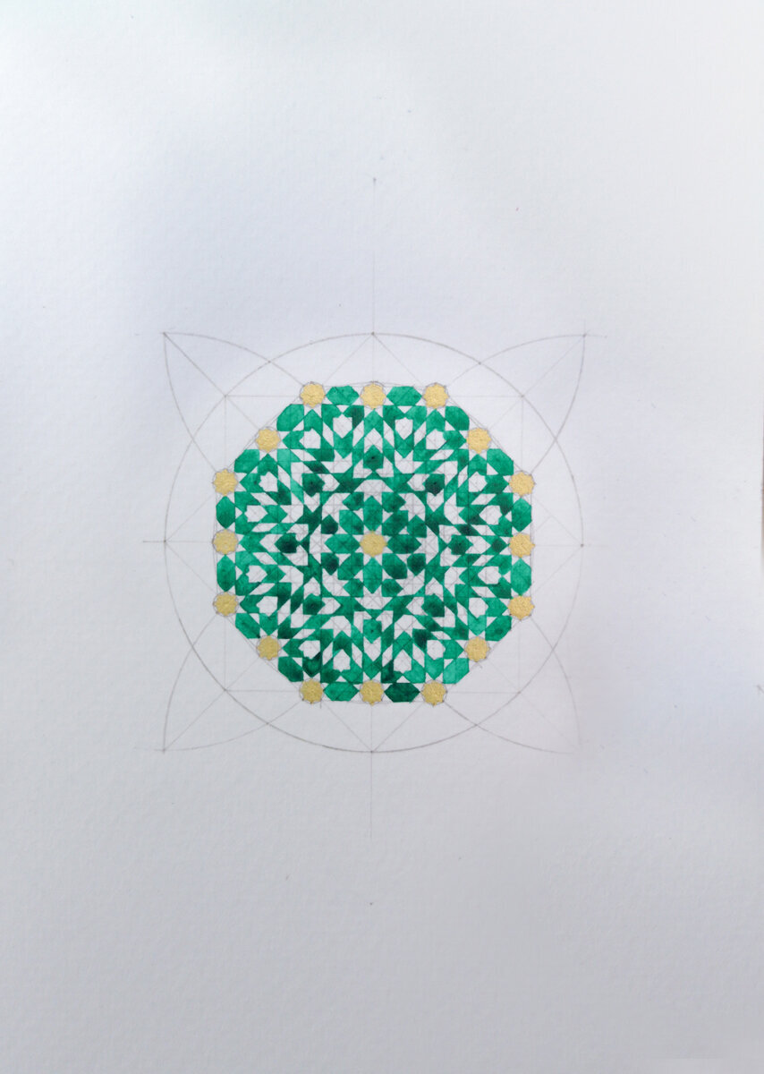 Islamic geometric art watercolor