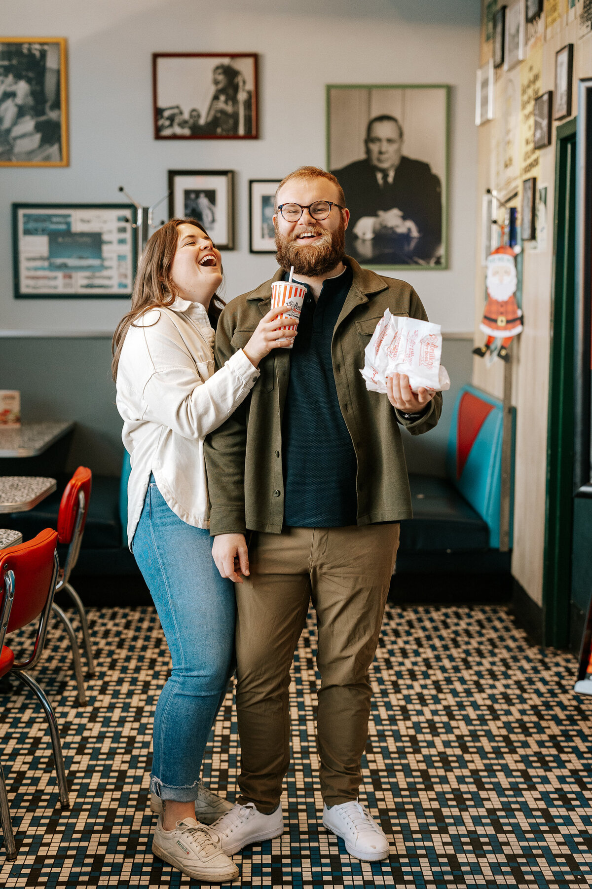 creative fun chicago flash engagement photos at Portillos Hotdogs-24-ed-lucy