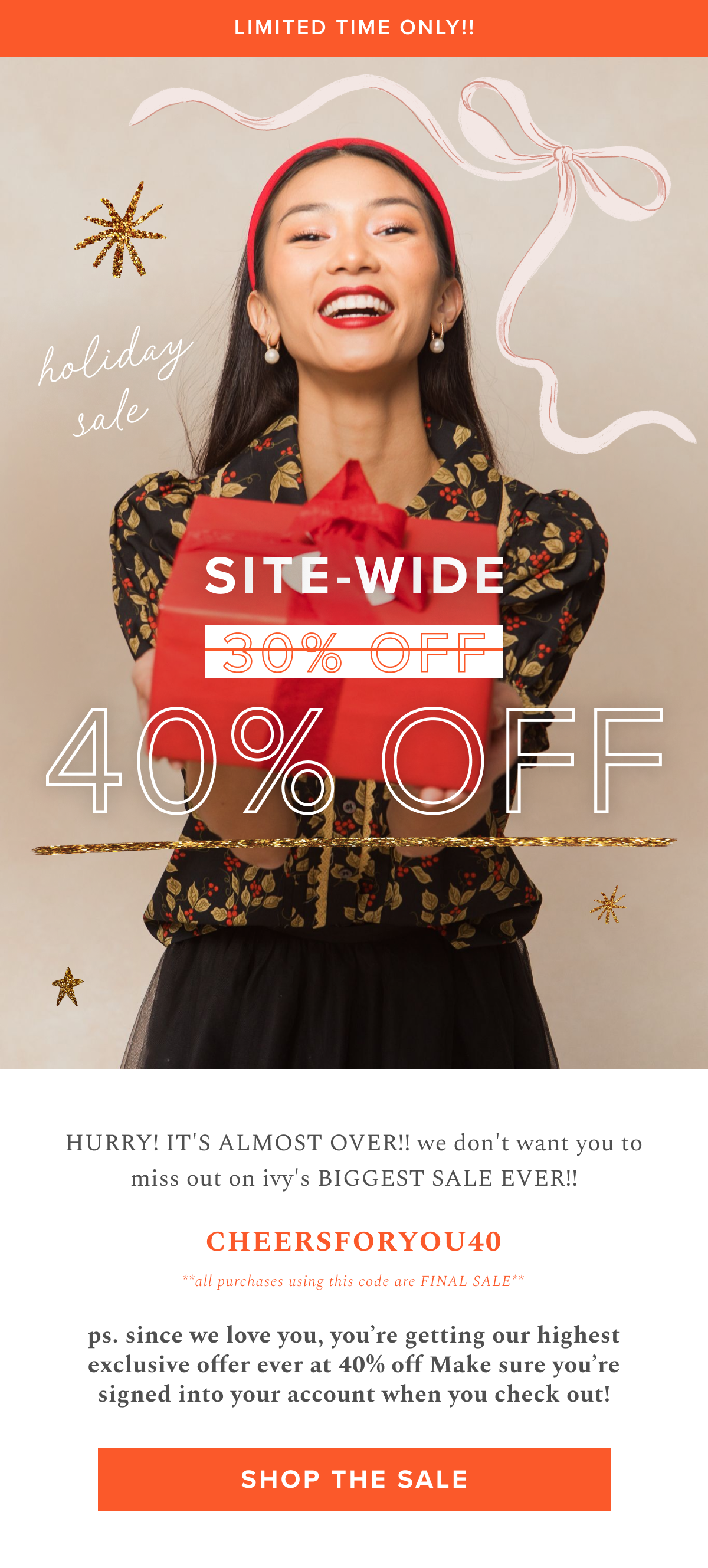 Holiday Sale Push - 40%