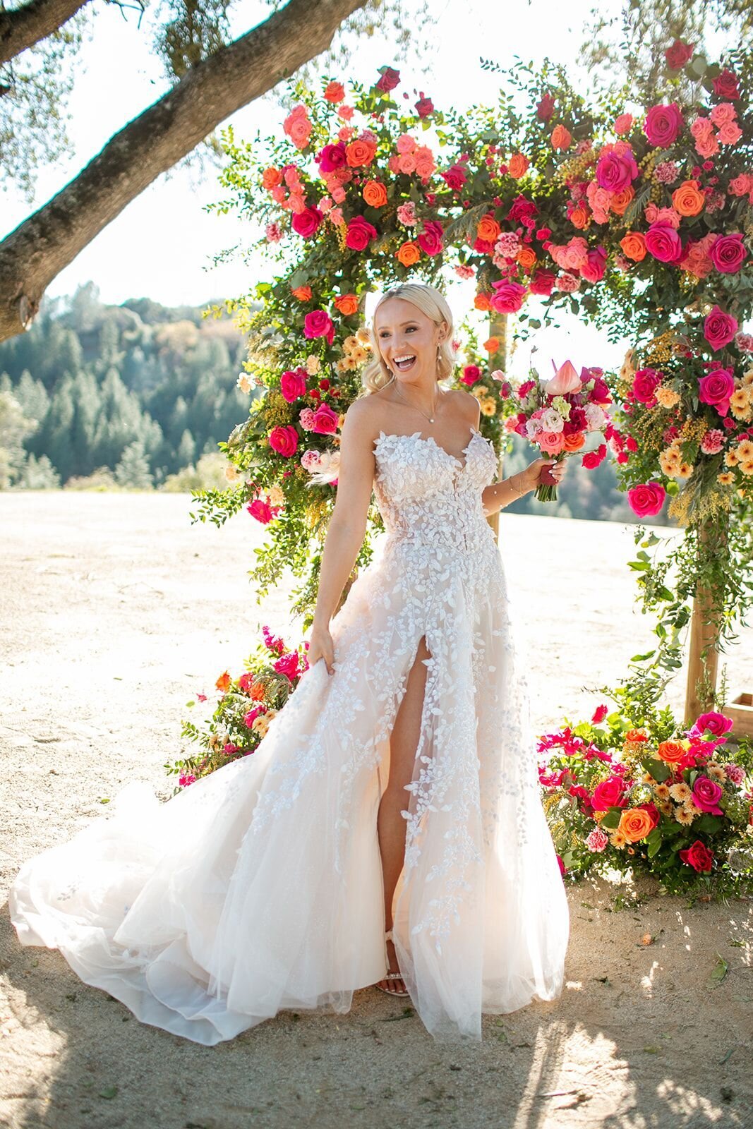 bride-with-pink-wedding-flowers