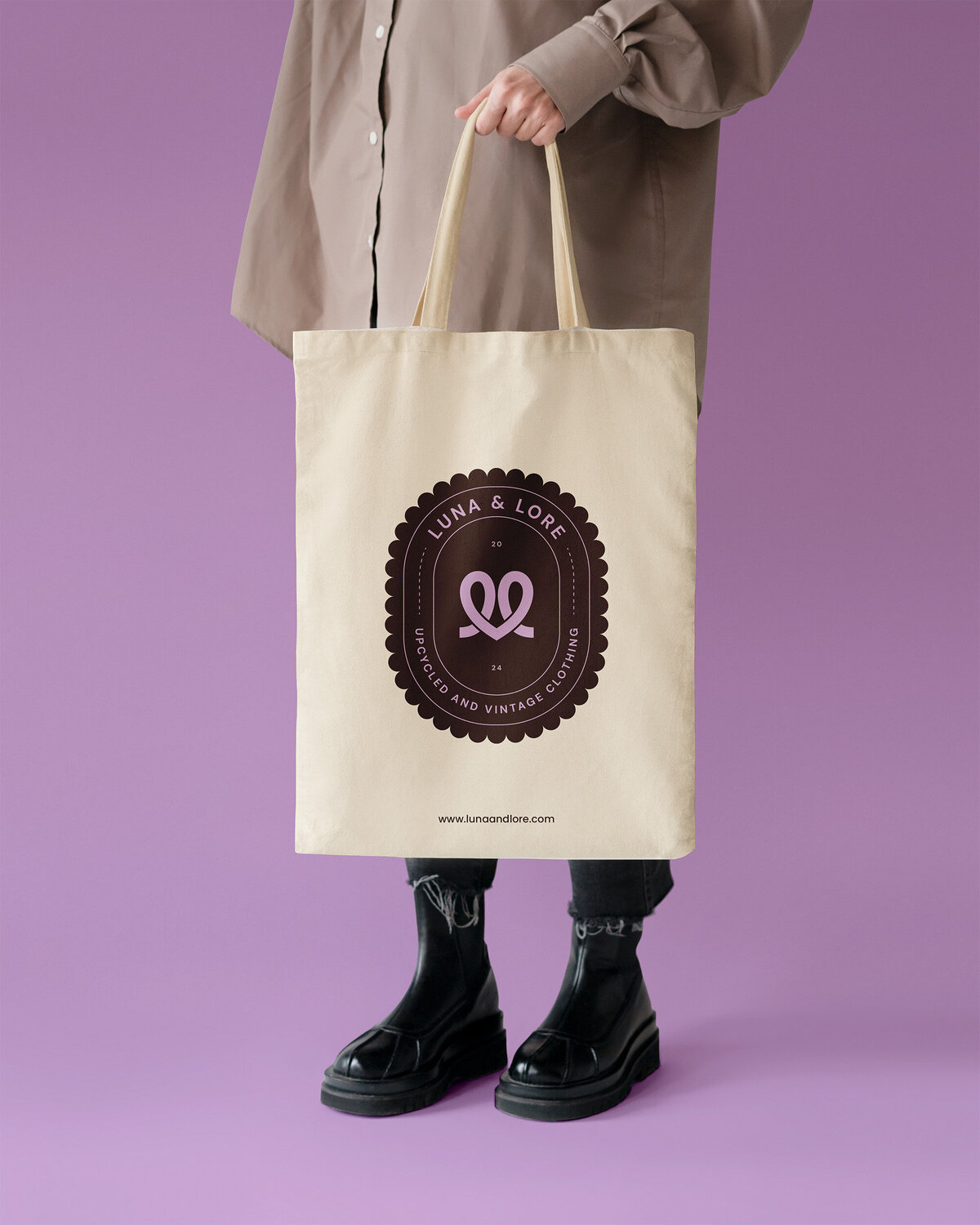 Totebag Luna & Lore met vintage logo – herbruikbare shopper