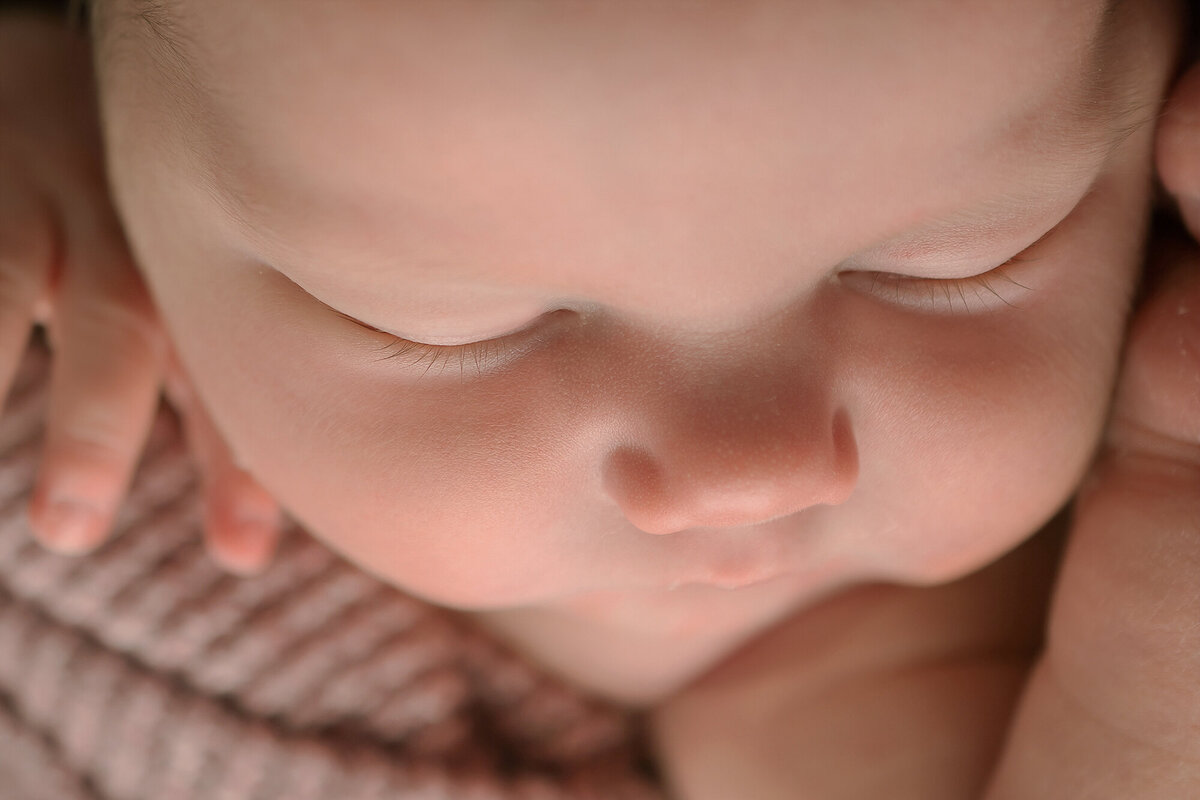 Details of a sleeping newborn's nose