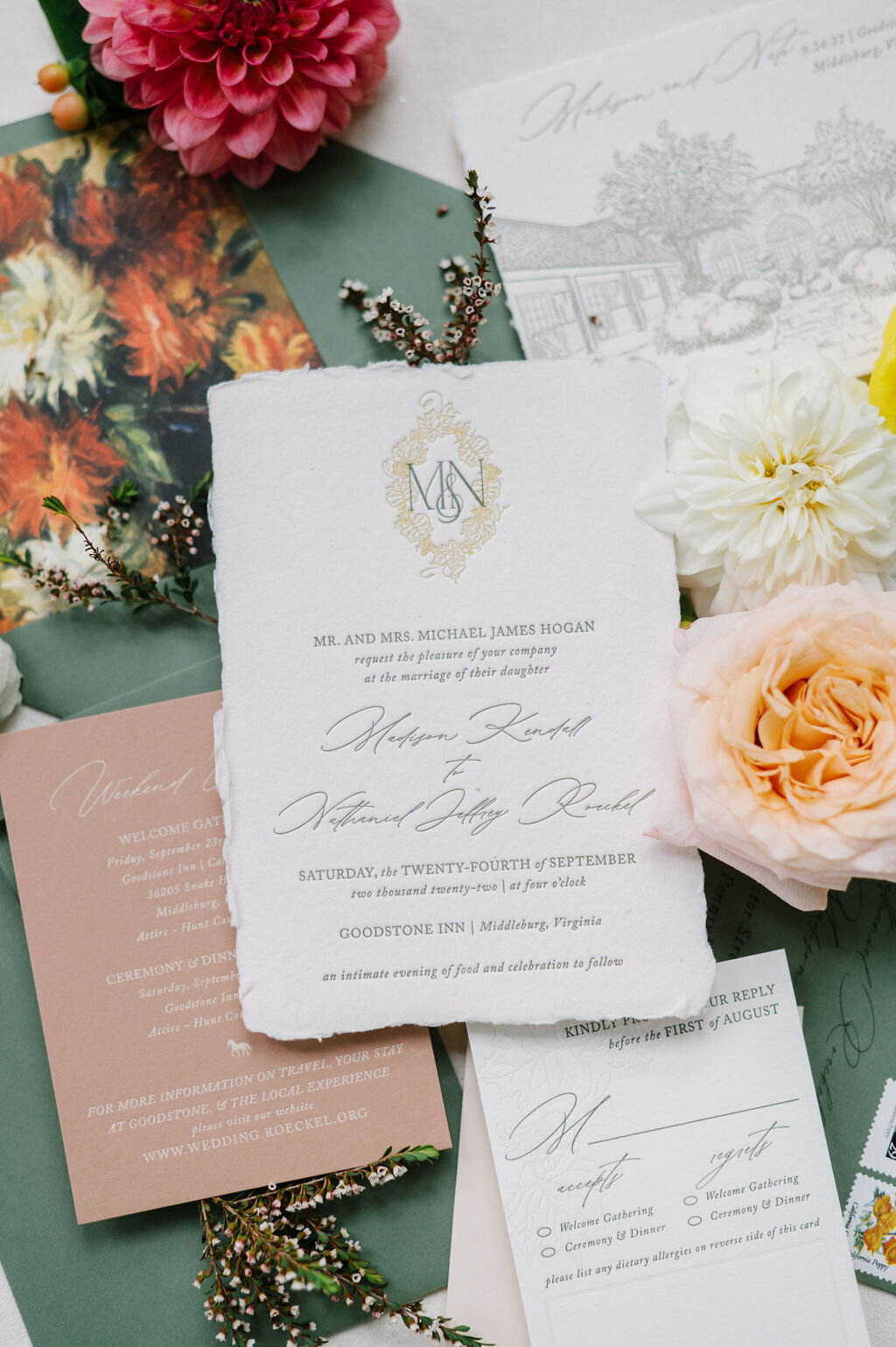 Wedding details photo with floral details