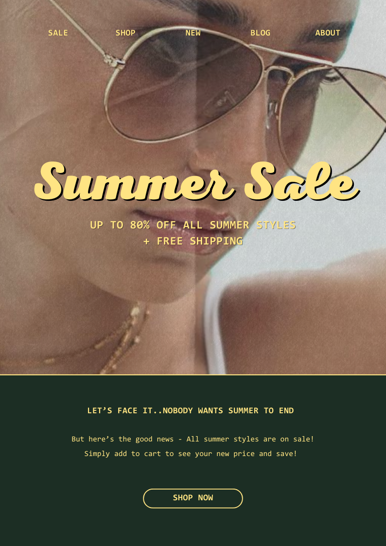 Yellow and Green Retro Vintage Beauty Email Newsletter