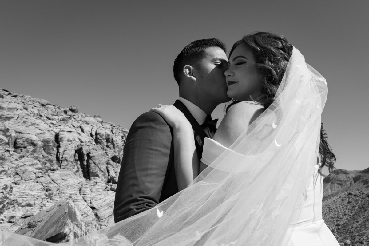 A person kissing their partner's cheek