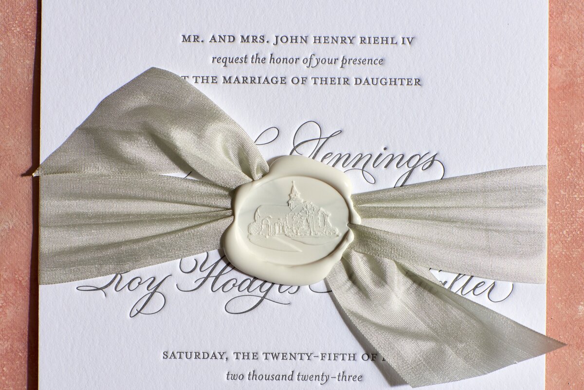 LowcountryPaperCo_Sarah&Hodges_WeddingInvite_RibbonWaxSeal