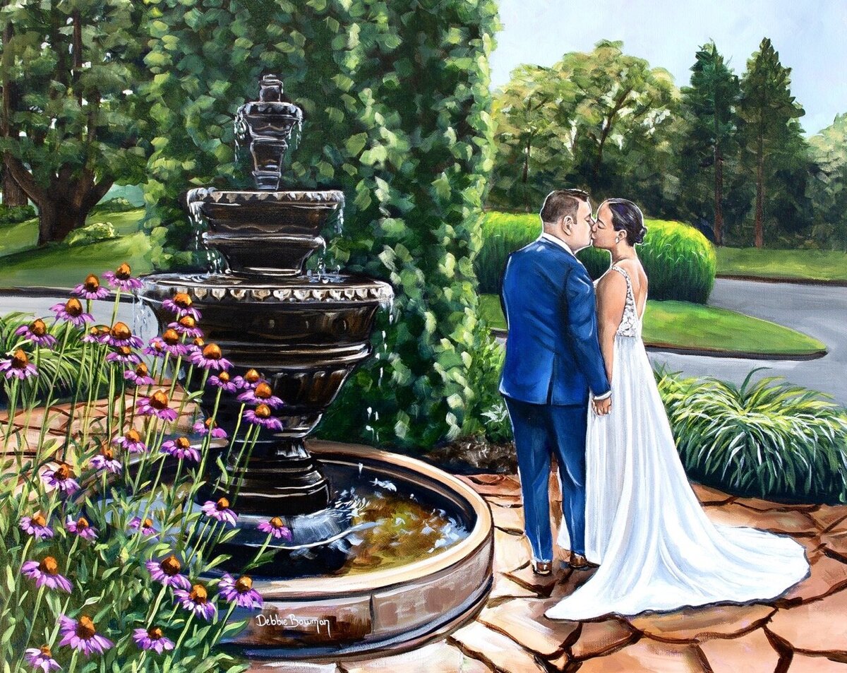 Live wedding painting for a wedding at Mendakota Country Club 