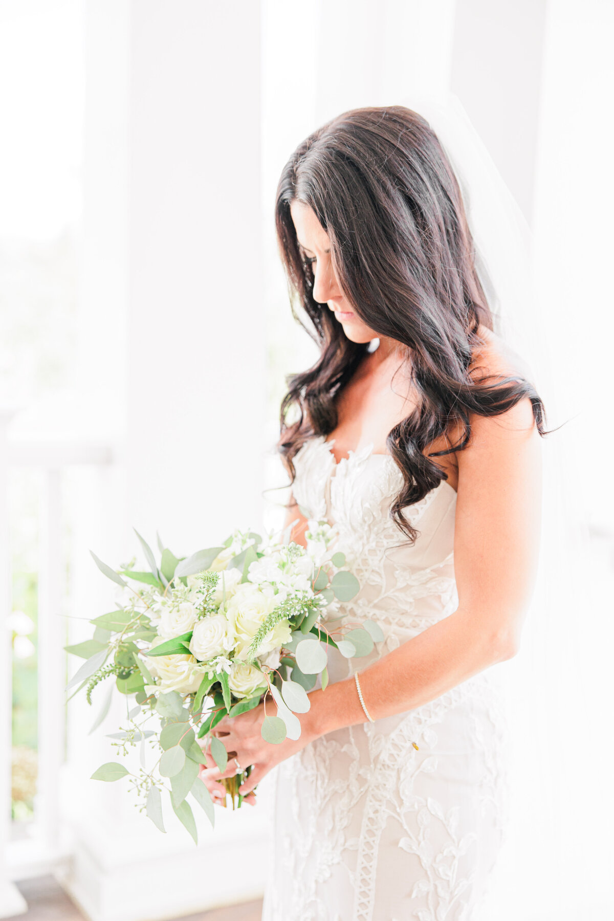 Bride holding wedding bouquet