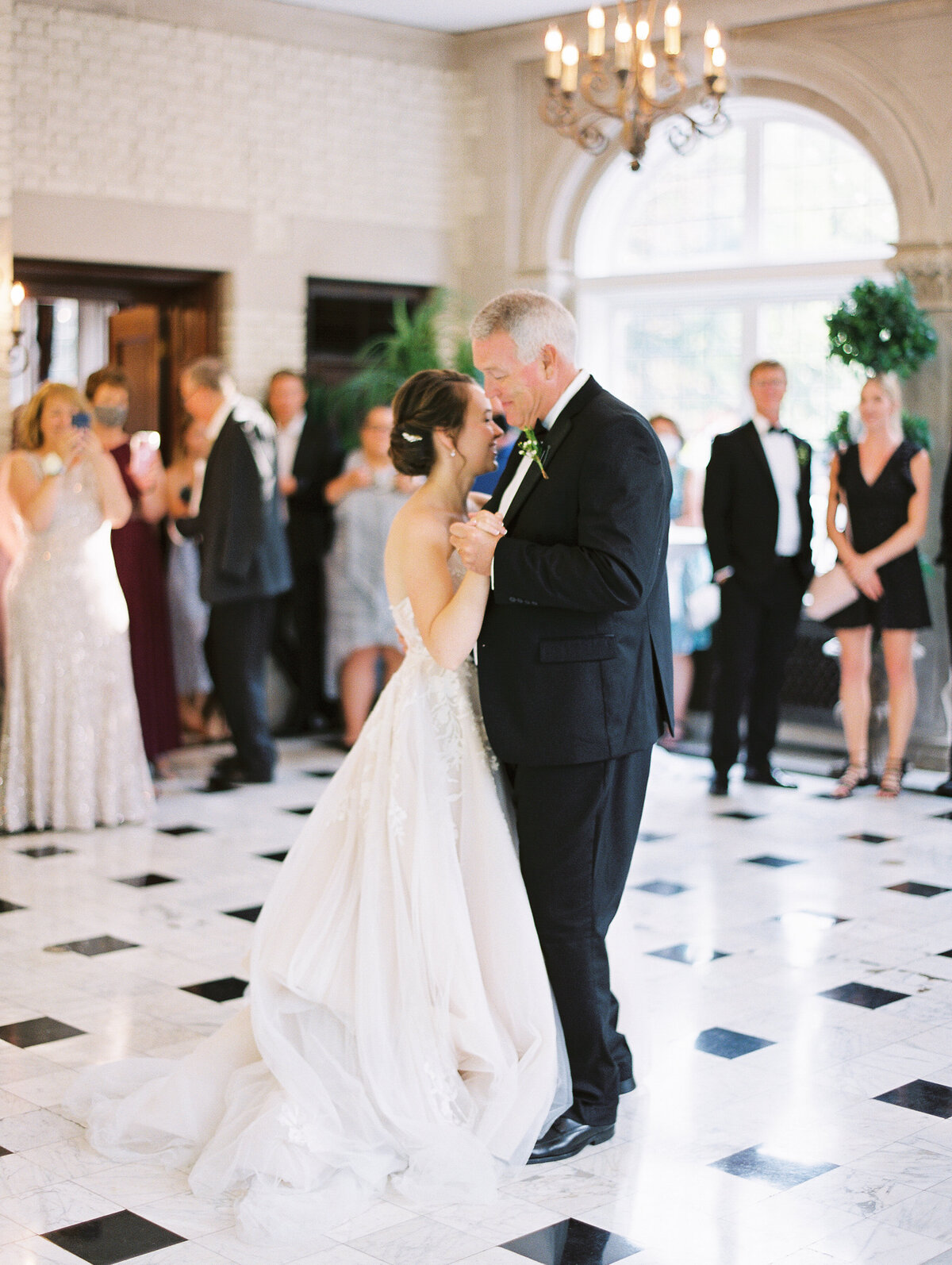 First dance photo of father and daughter inside the stunning Laurel Hall