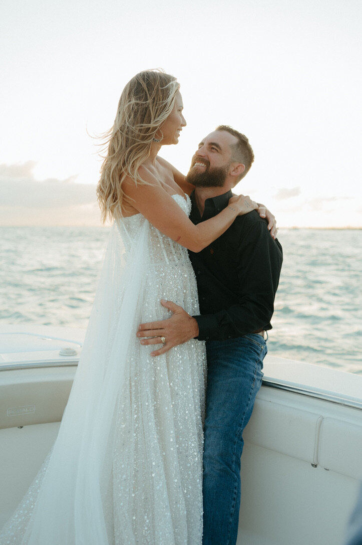wedding photos on a boat