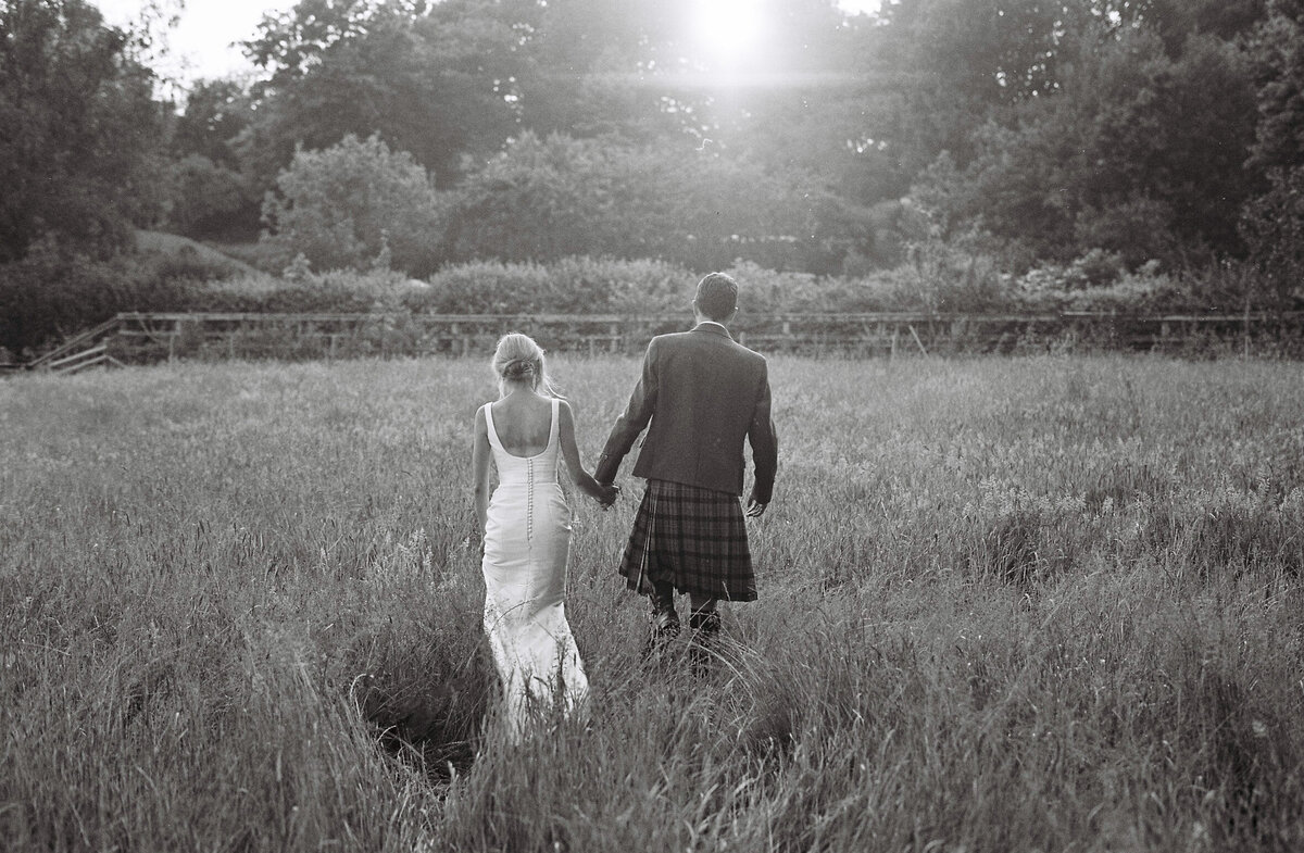 35mm golden hour editorial wedding photography at Devon marquee wedding