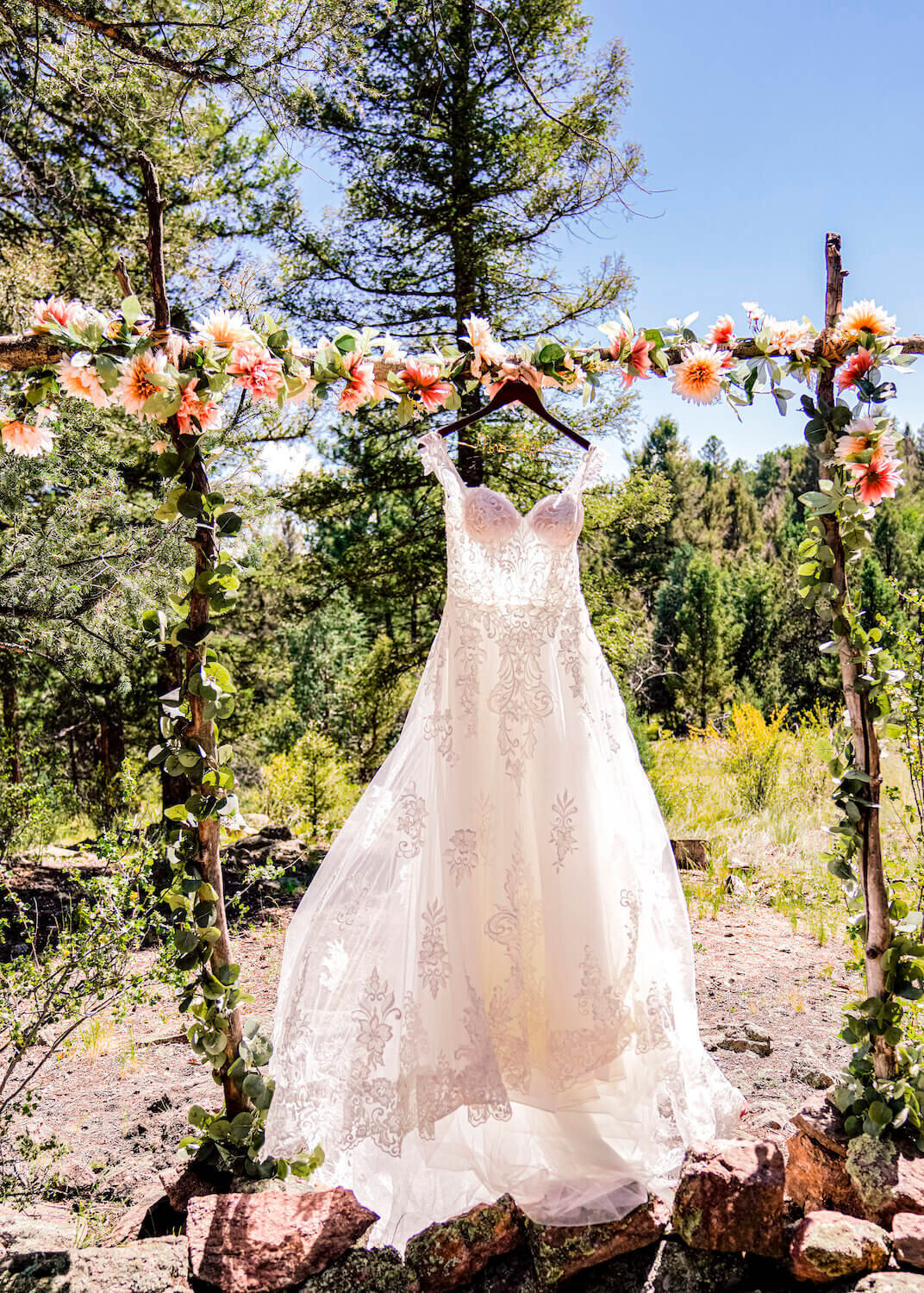 denver co wedding photography - white dress hanging