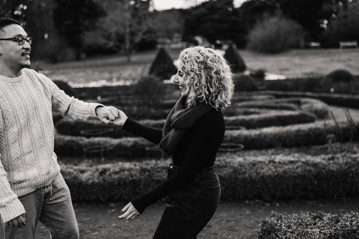 Dancing in the Garden Expressive Couples Shot