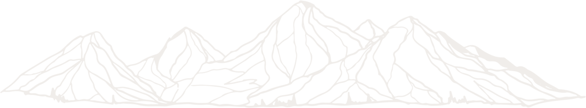 white line drawing of mountains