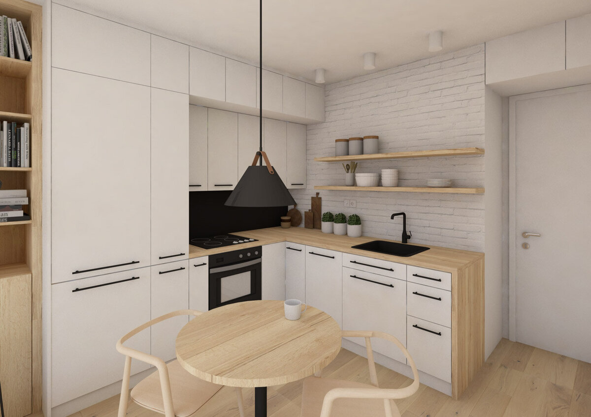 návrh interiéru kuchyně a obývák