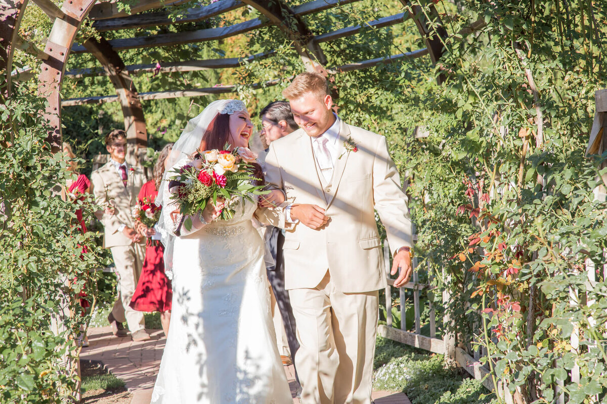 A happy bride and groom celebrating their wedding day