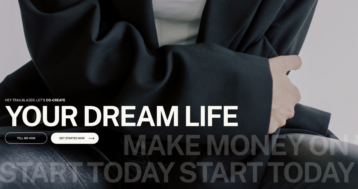 Landing page design for Tribe Agency’s 30 Entrepreneur Course with strong calls to action and clean, strategic layout