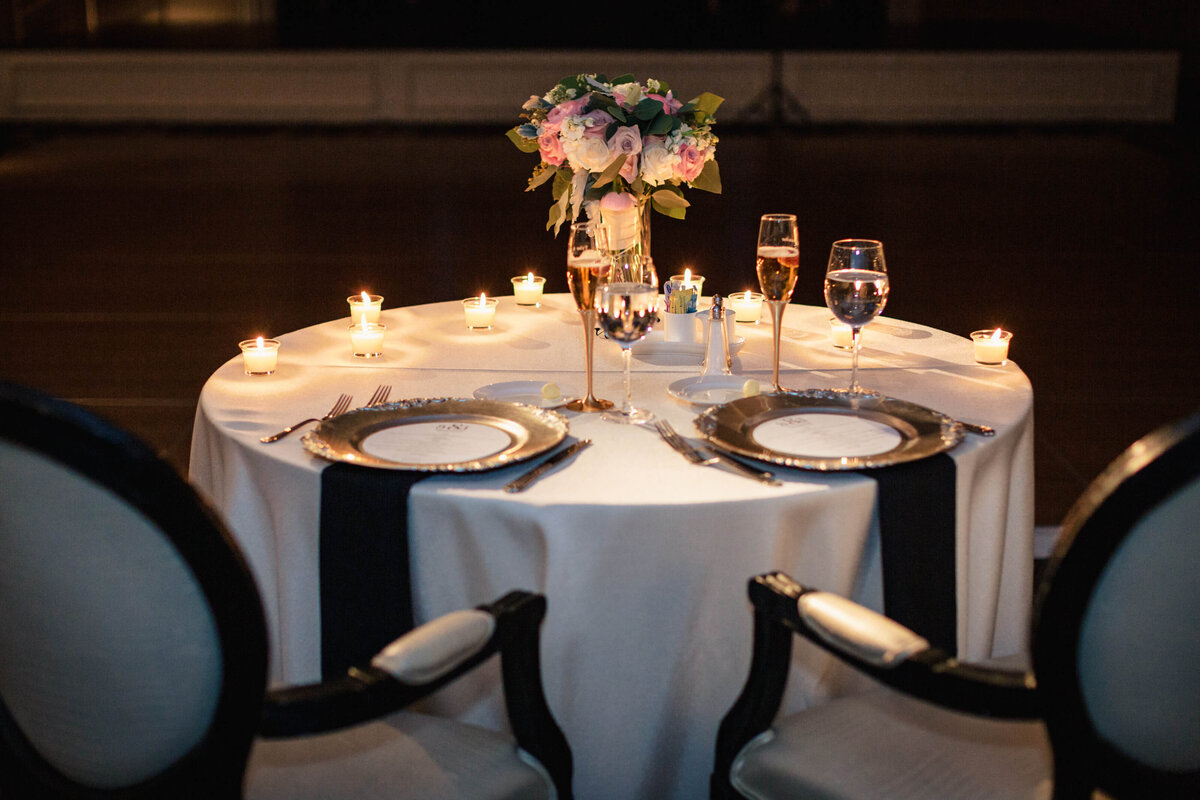 Wedding Reception Black & White Sweetheart Table