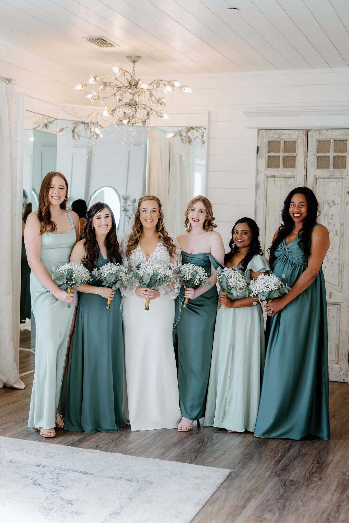 bride and bridesmaids just before wedding ceremony