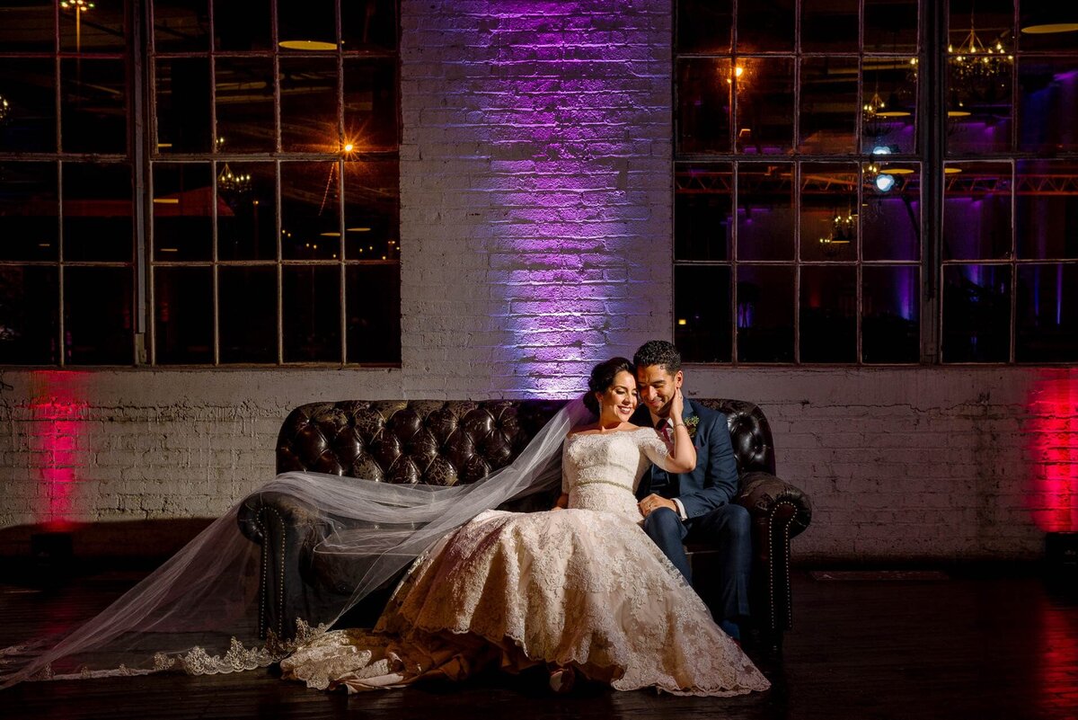 bride and grrom portrait at epic railyard wedding venue In el paso texas
