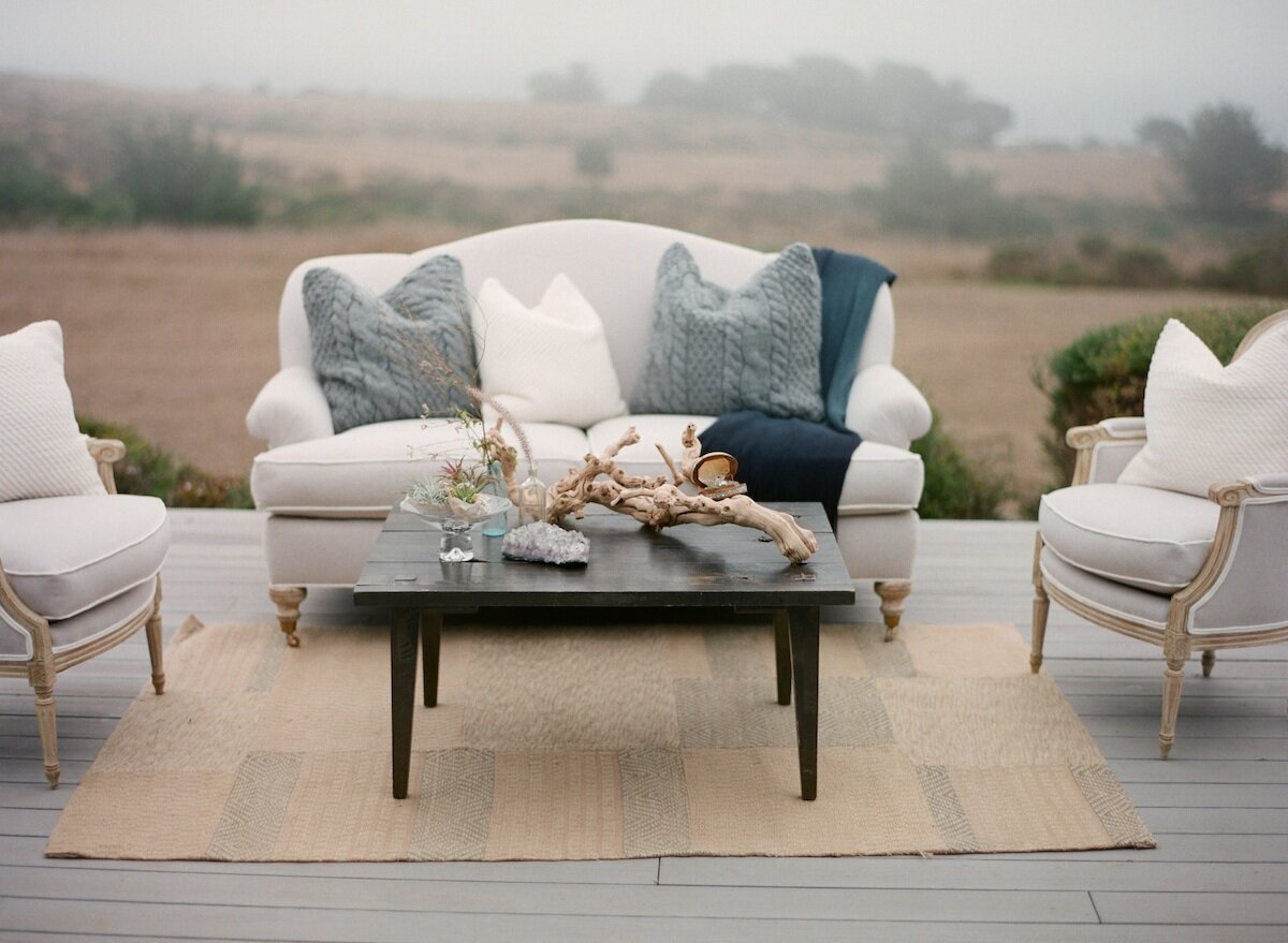 lounge area styled with beach items