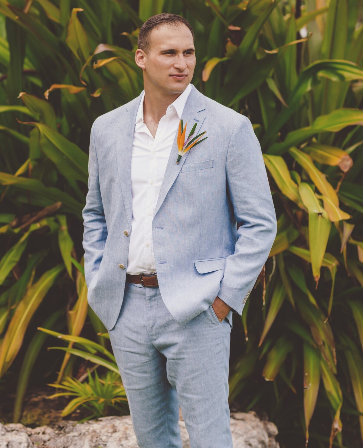 Portrait of groom before wedding in Cancun
