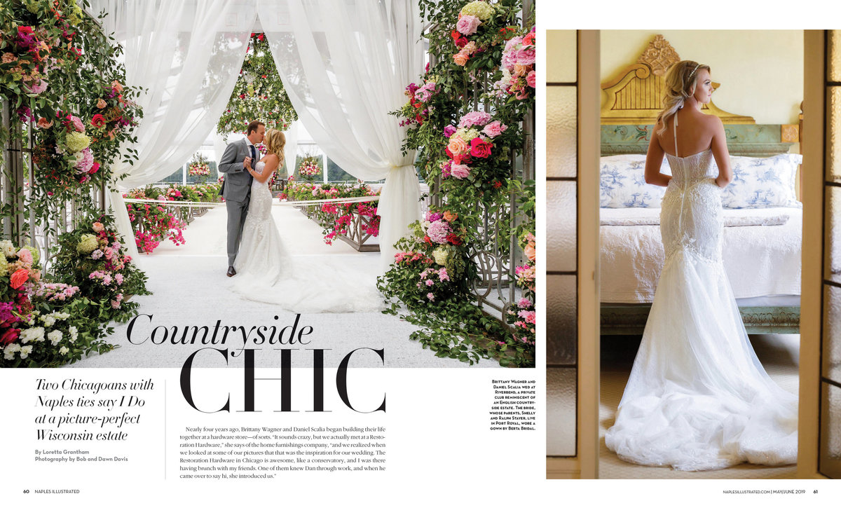 We are very happy to see Brittany and Dan's wedding at Riverbend in Kohler, WI in the May 2019 edition of Naples Illustrated. This incredible wedding was designed by the exceptionally talented, Vince Hart of Kehoe Designs. He knocked this out of the park with his extraordinary team! And who doesn't LOVE when Zac Brown Band is the surprise entertainment? So fun  Click here for a list of vendors.
