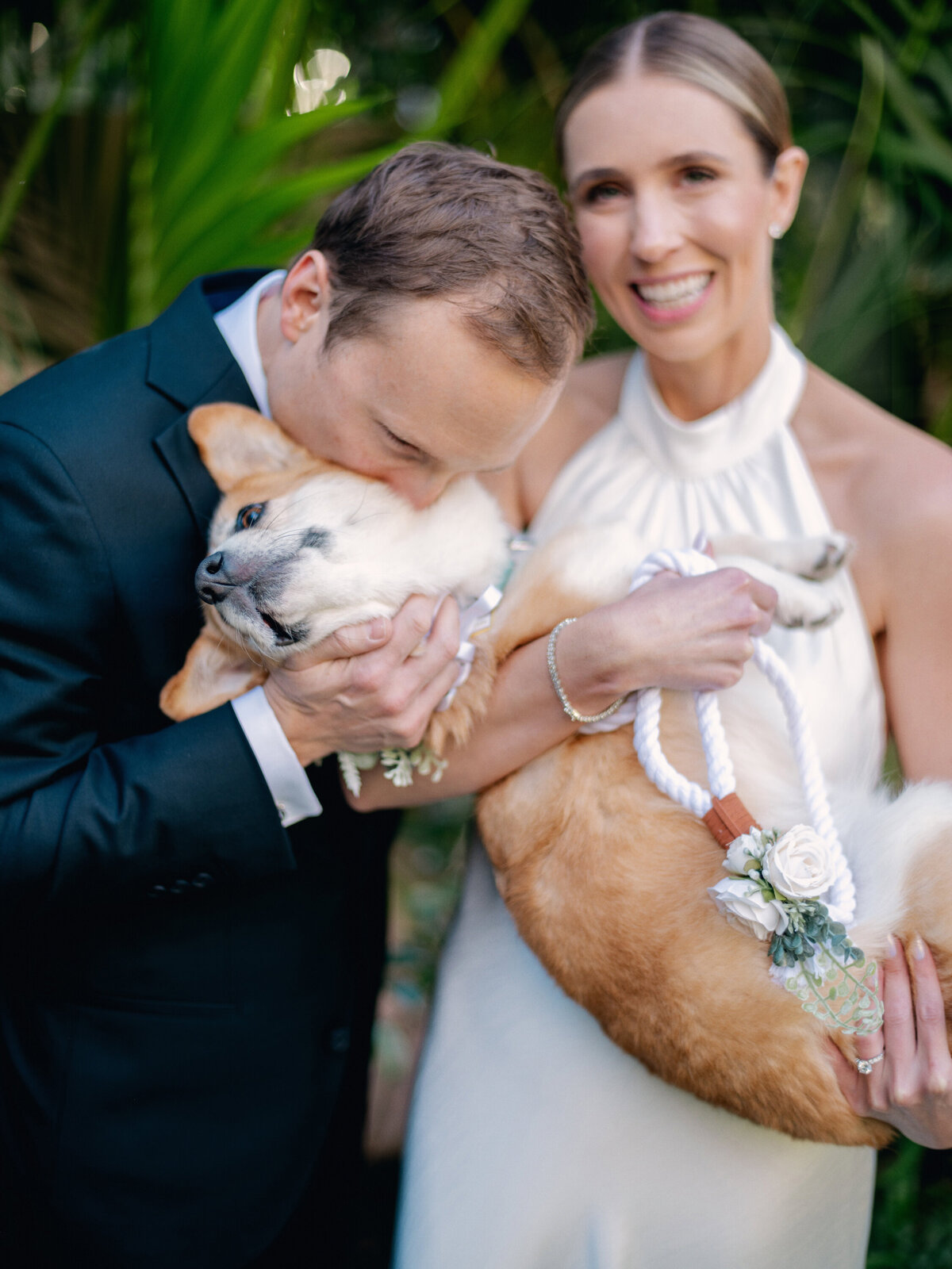hotel-bel-air-wedding-bride-groom-dog-portrait