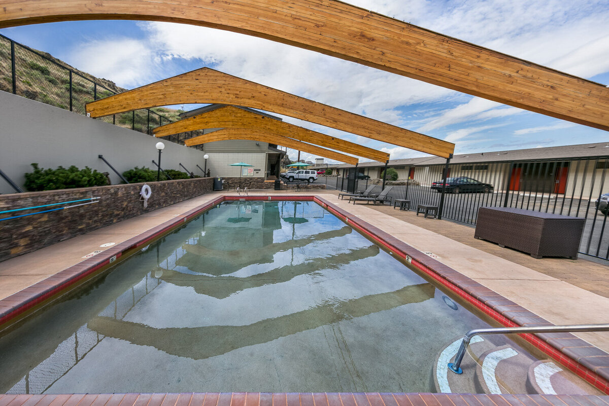 Swimming pool at Celilo with white stairs