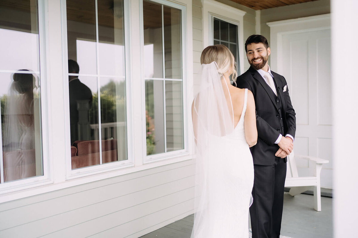Brides first look with groom
