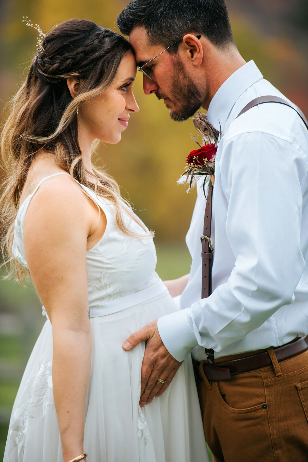 pregnant bride maternity portrait with groom mountain top inn chittenden vermont