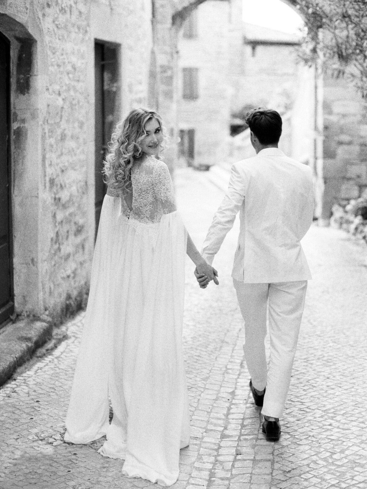 Wedding editorial at Barjac Village and Chartreuse de Valbonne in Provence, France - 33