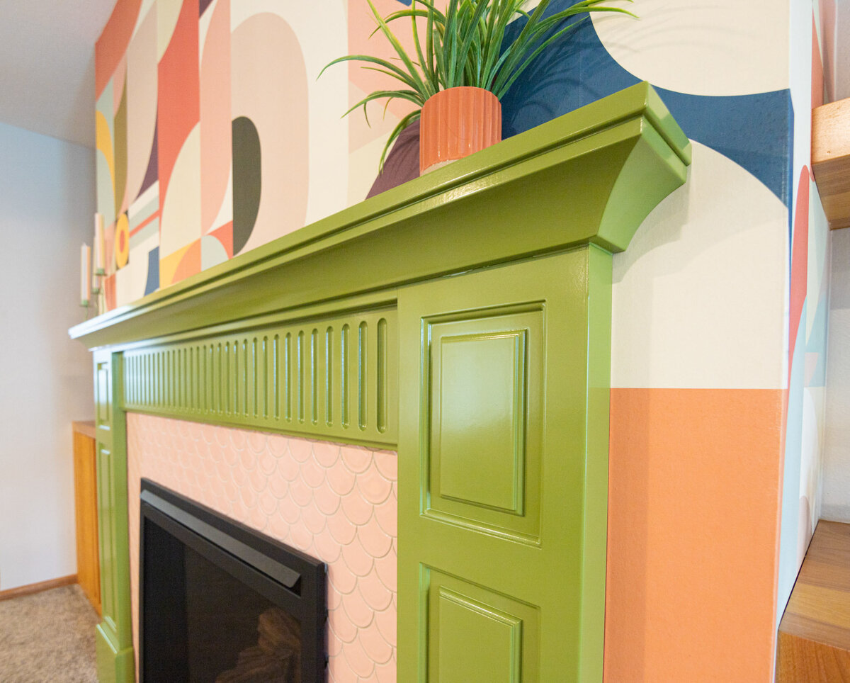 green fireplace design