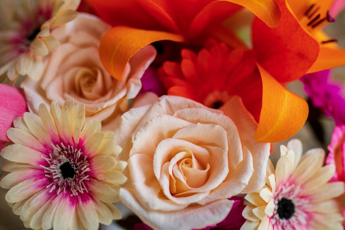 Paper gerbera and roses