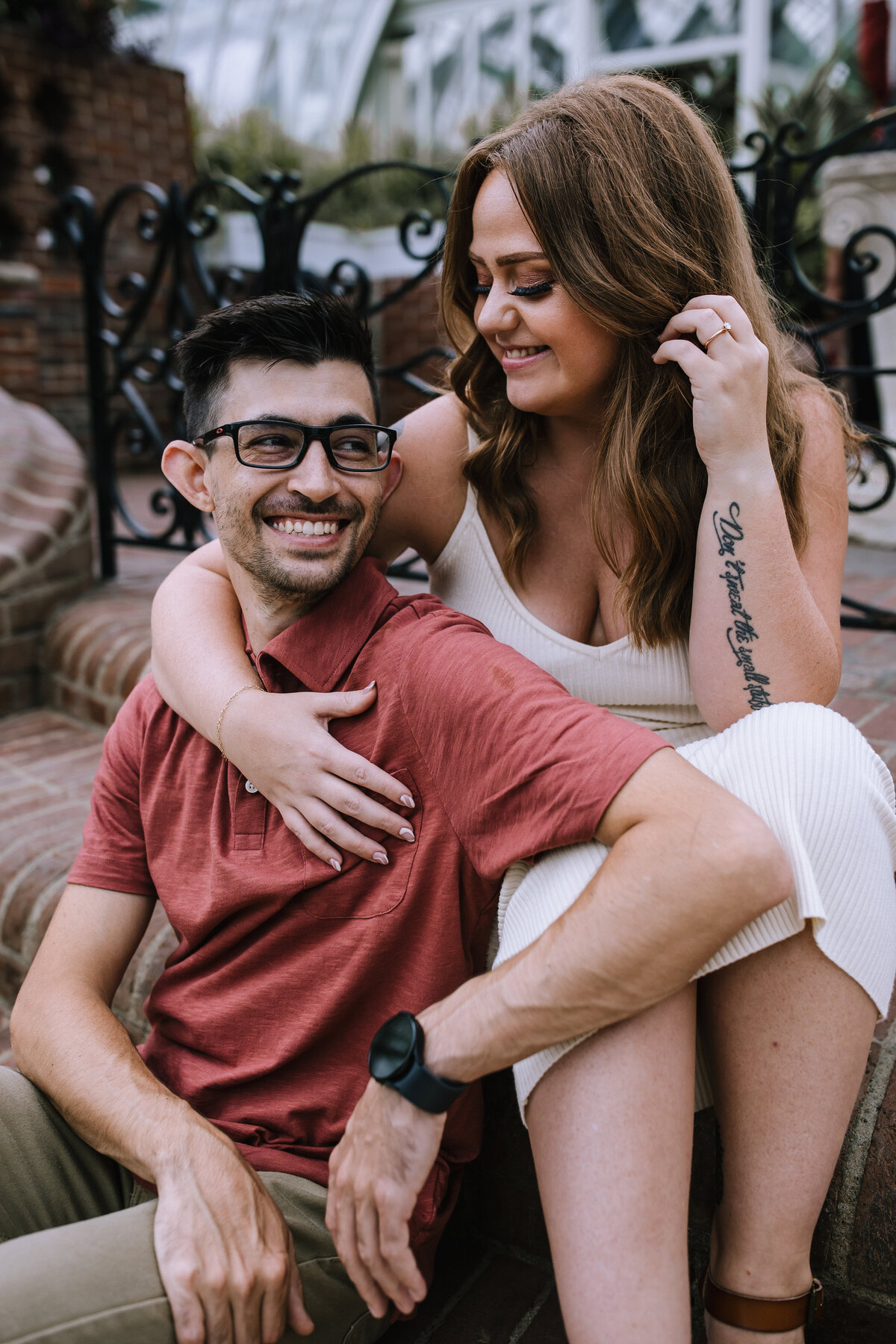 Engaged couple at Phipps Conservatory.