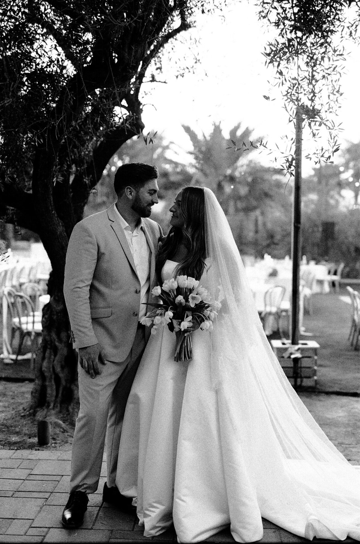 Bride and groom portrait 35mmfilm black and white