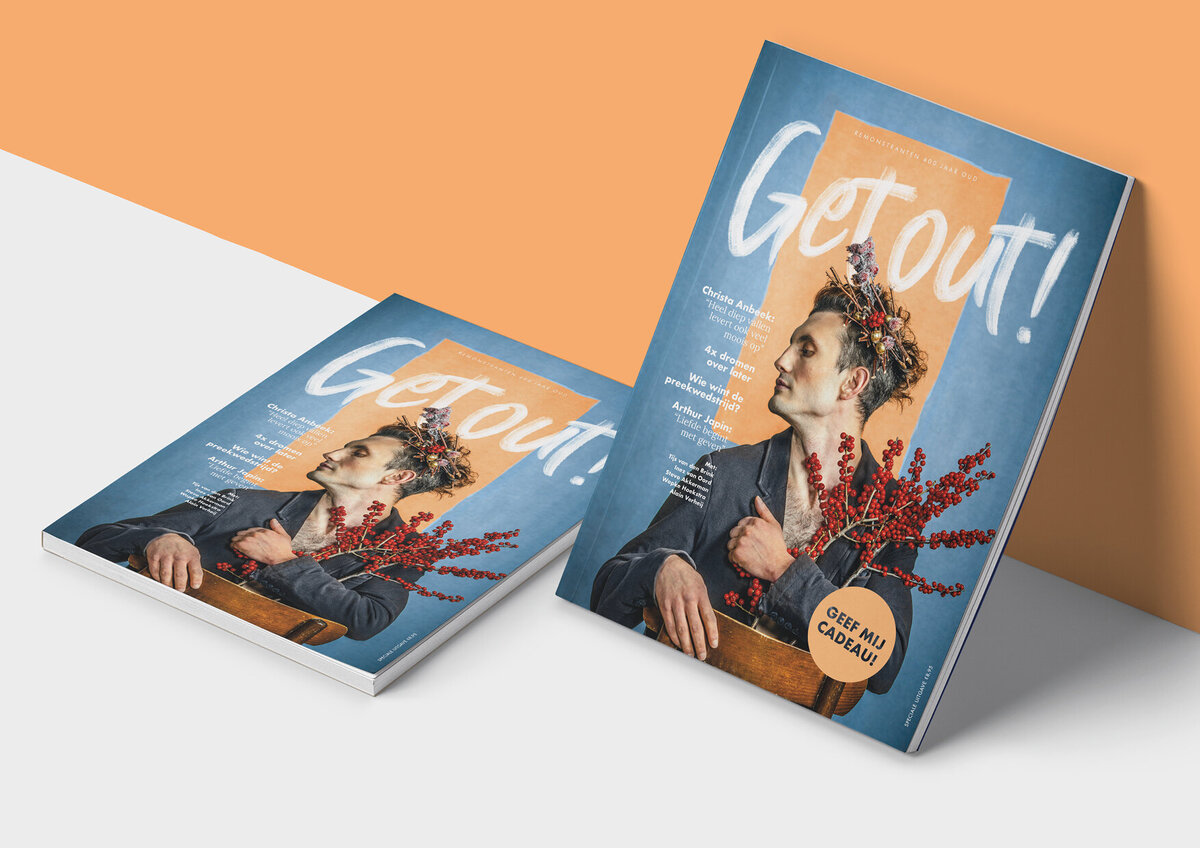 Jubileum magazine Get Out! ontwikkelt de Remonstranten. Begeleiding, productie, redactie en ontwerp magazine door Bladkamer.