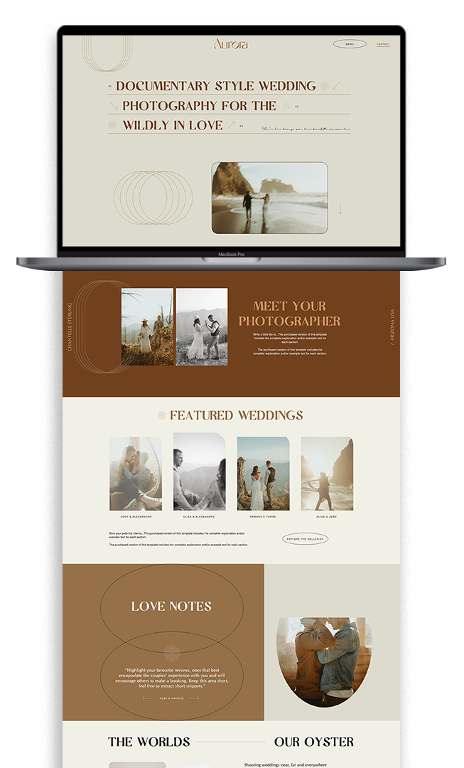 Aurora Website Template for Photographers | Studio Leelou