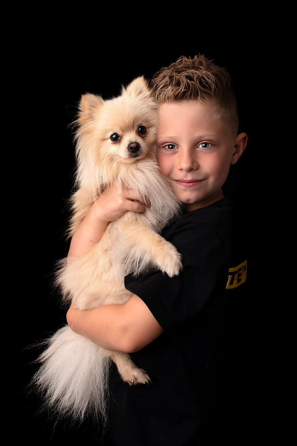 foto met huisdier op zwart