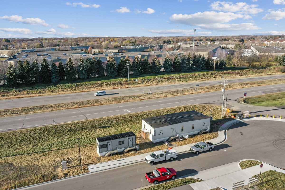 Temporary trailers at a Plymouth, MN construction site